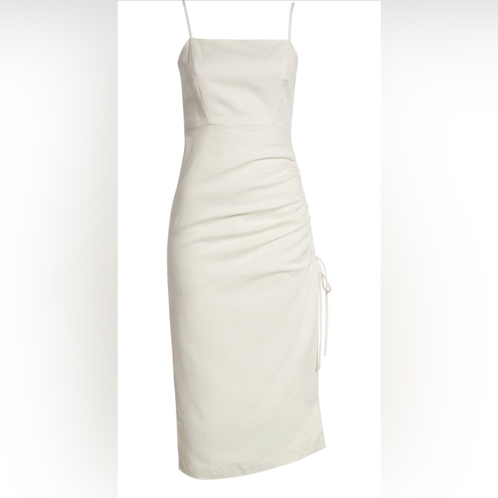Zayla Linen Midi Dress, Ivory, Size 6